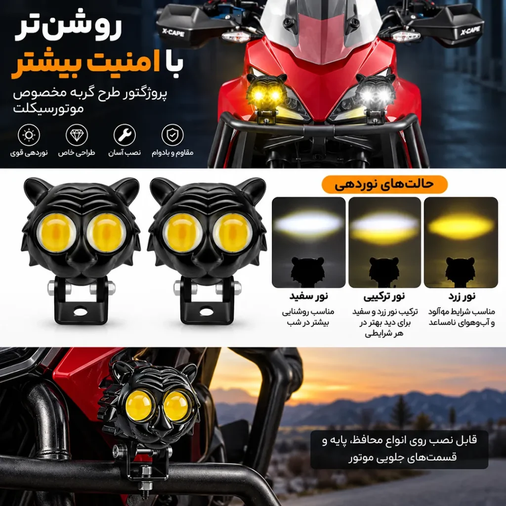خرید پروژکتور طرح گربه P.S.T.C مدل FOGLAMP XYU-T0027 با قیمت مناسب