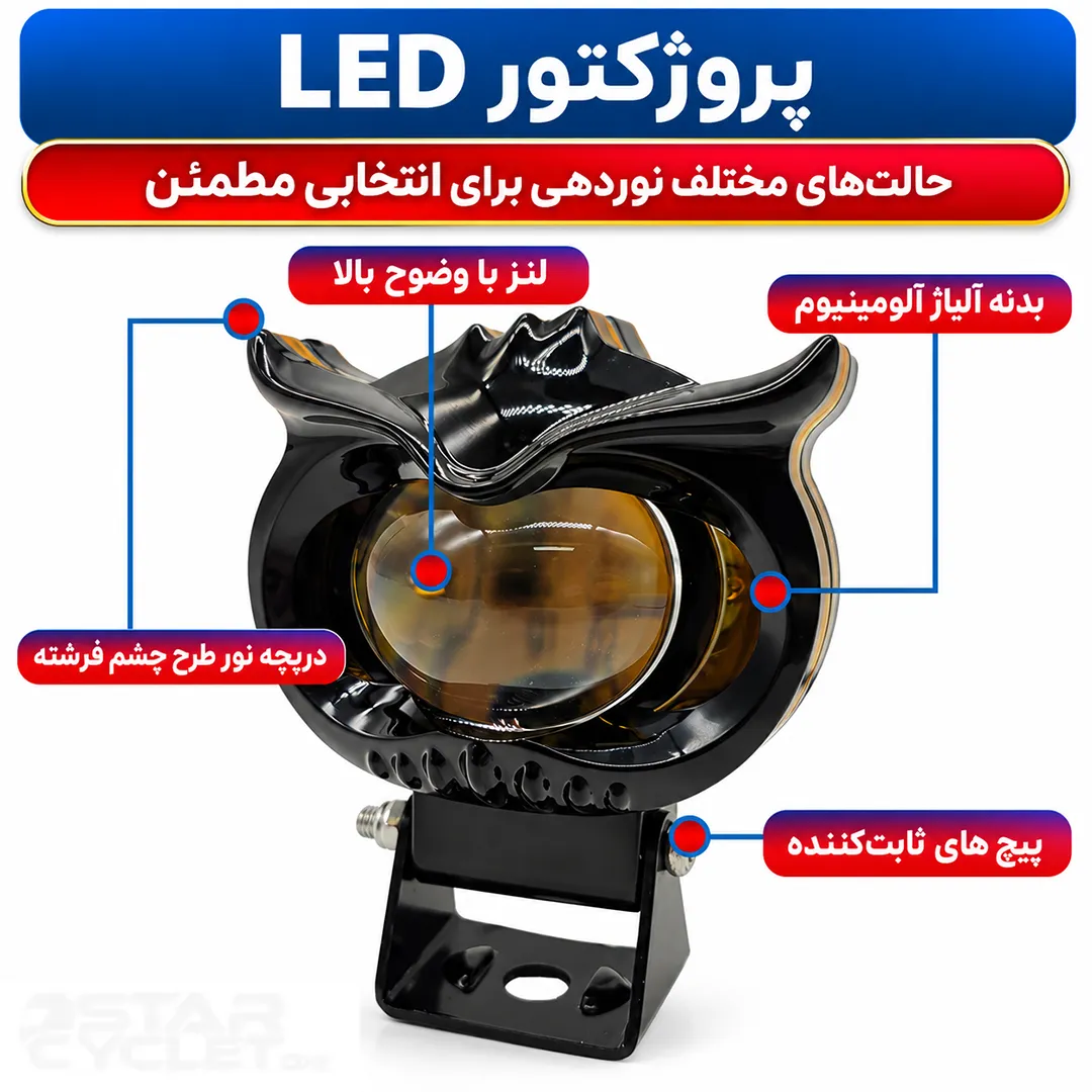 قیمت پروژکتور طرح جغد تک لنز دور نئون P.S.T.C مدل WORK LAMP XYU-B30