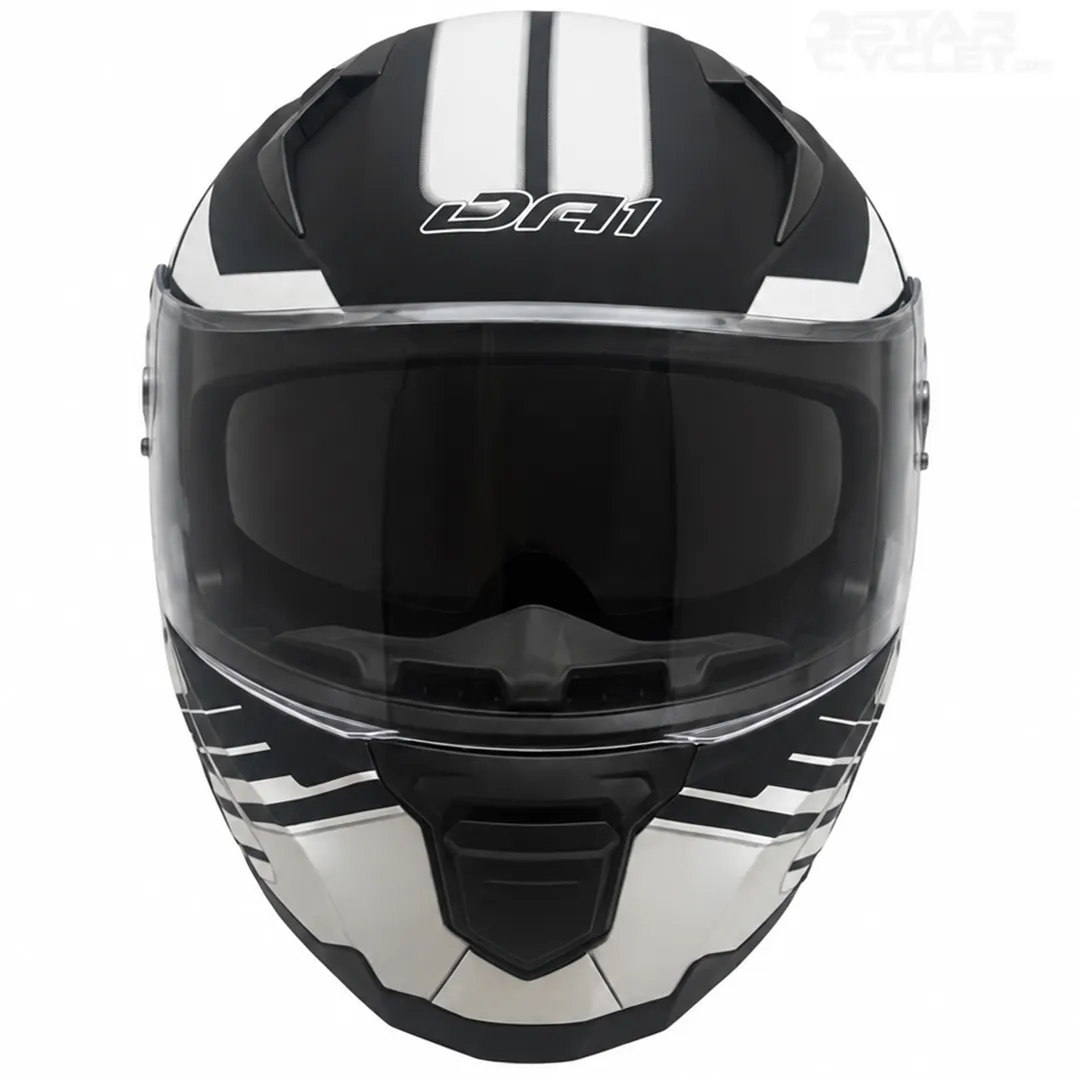 عکس کلاه کاسکت فک متحرک DA1 مدل 105MATT BLACK GRAPHIC WHITE