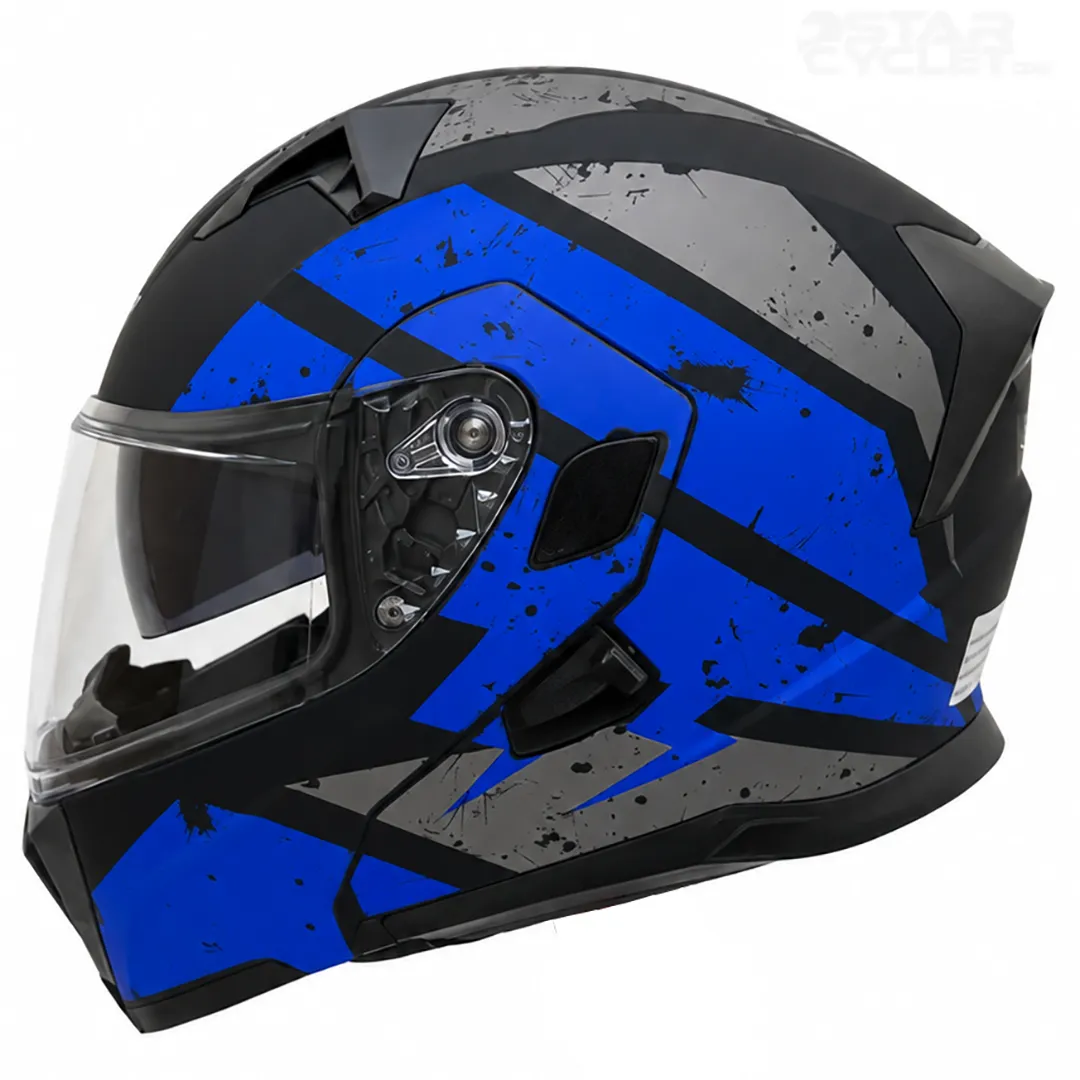 قیمت کلاه کاسکت فک متحرک دی ای وان مدل 106MATT BLACK GRAPHIC BLUE