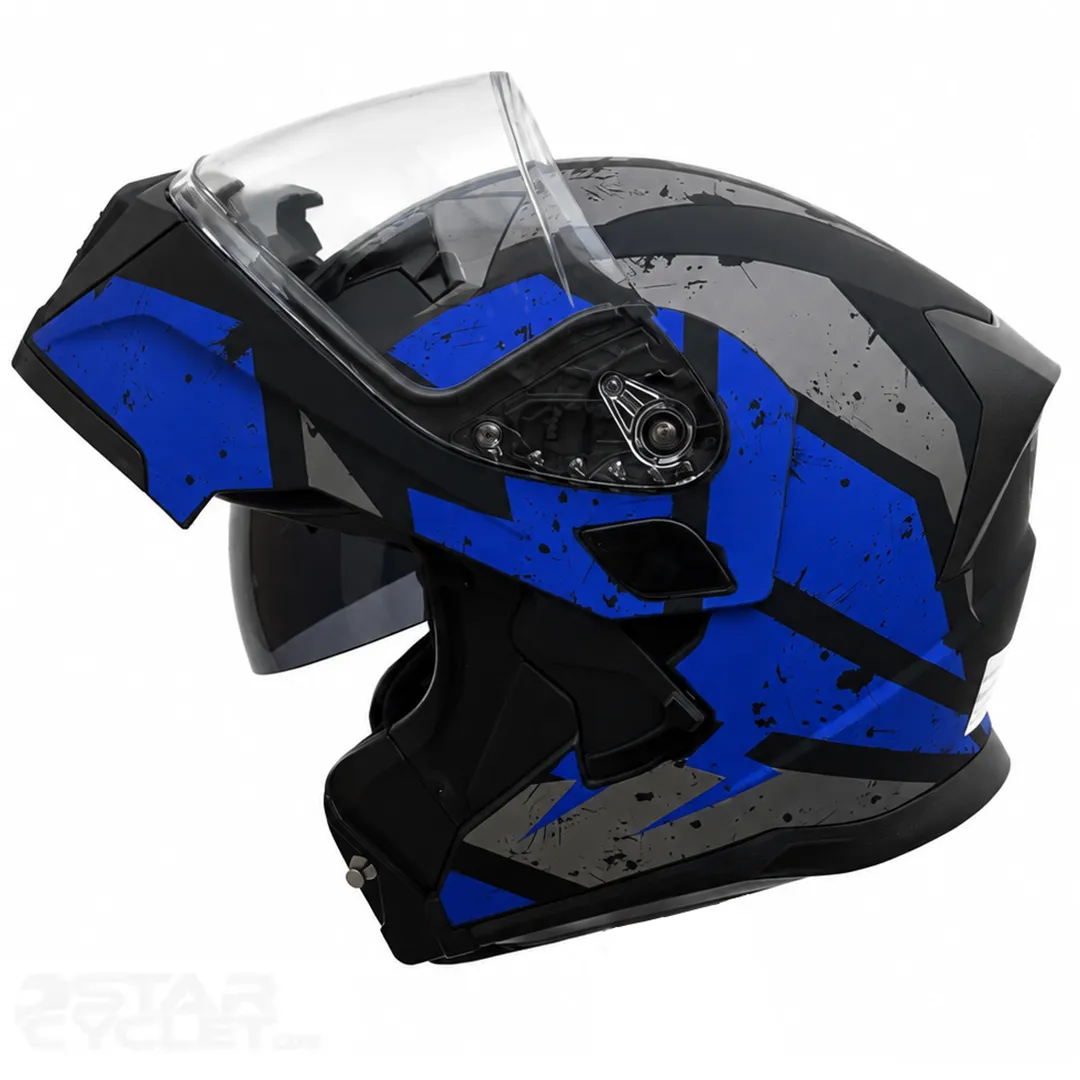 خرید کلاه کاسکت فک متحرک دی ای وان مدل 106MATT BLACK GRAPHIC BLUE