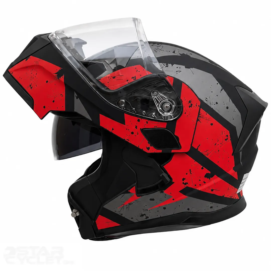 خرید کلاه کاسکت فک متحرک دی ای وان مدل 106MATT BLACK GRAPHIC RED