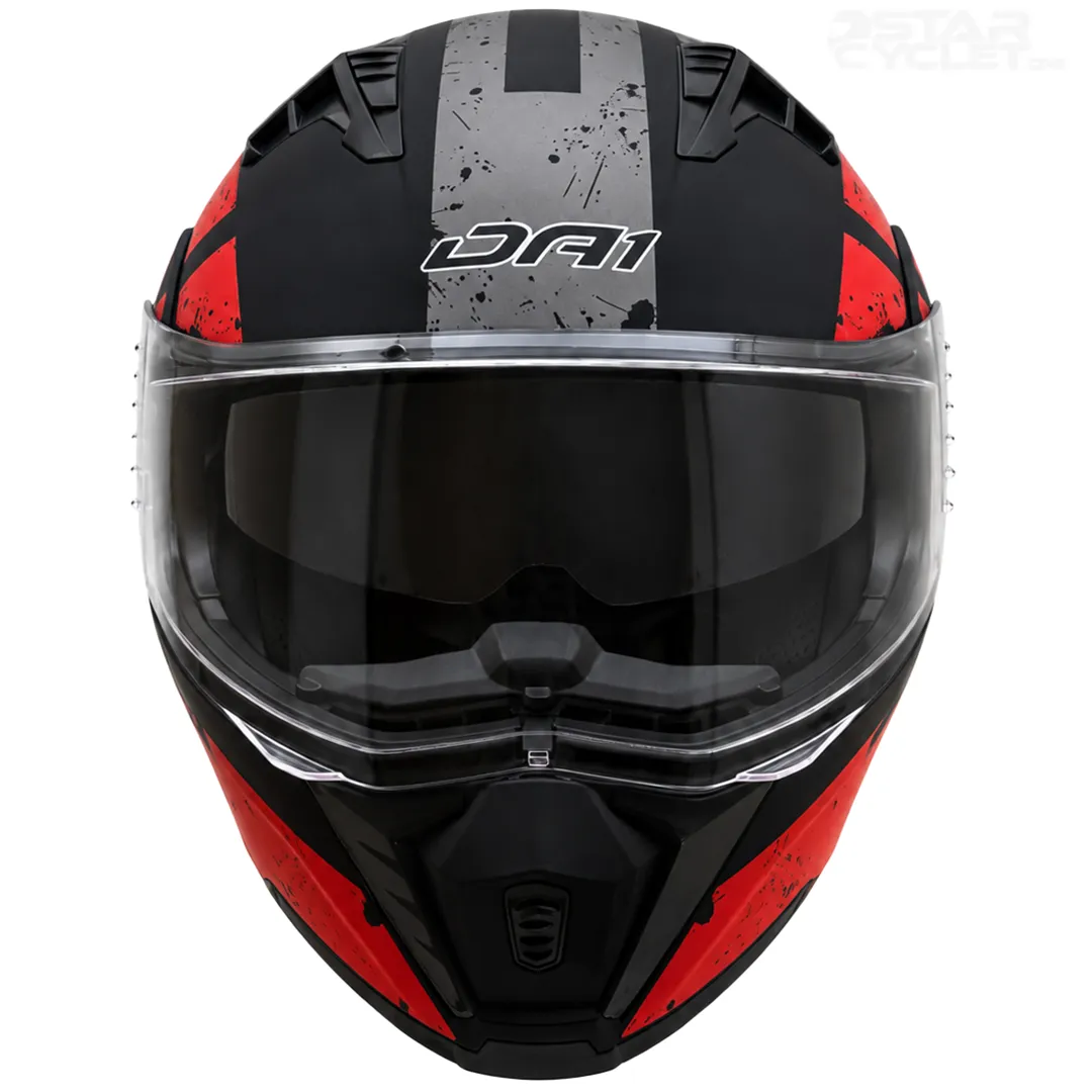 عکس کلاه کاسکت فک متحرک دی ای وان مدل 106MATT BLACK GRAPHIC RED