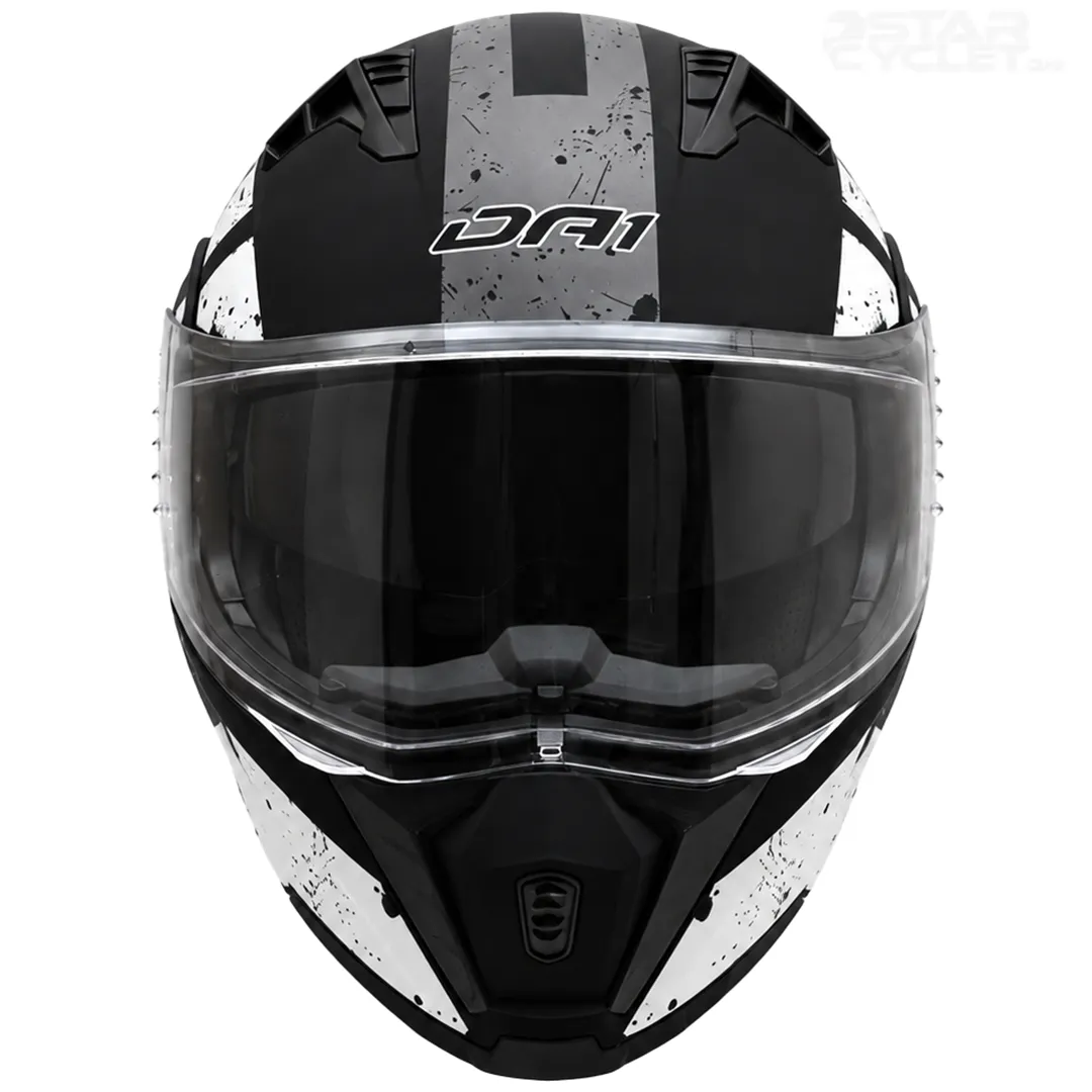 عکس کلاه کاسکت فک متحرک DA1 مدل 106MATT BLACK GRAPHIC WHITE