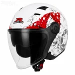 کلاه کاسکت بدون فک راپیدو مدل 878 SKULL SHINE WHITE RED BLACK
