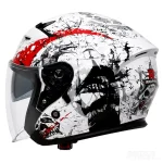 خرید کلاه کاسکت بدون فک راپیدو مدل 878 SKULL SHINE WHITE RED BLACK