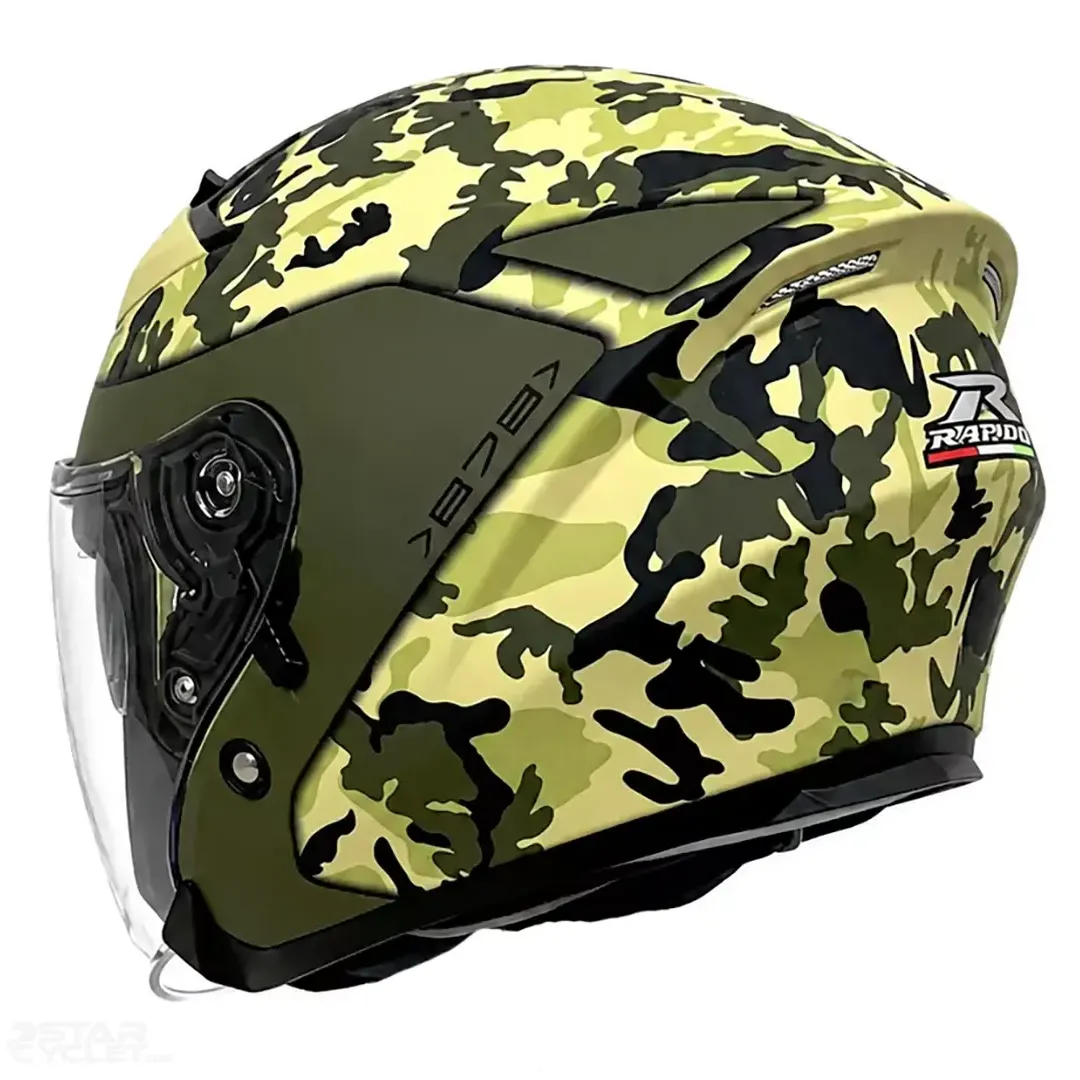 عکس کلاه کاسکت بدون فک راپیدو مدل 878 MATT ARMY GREEN