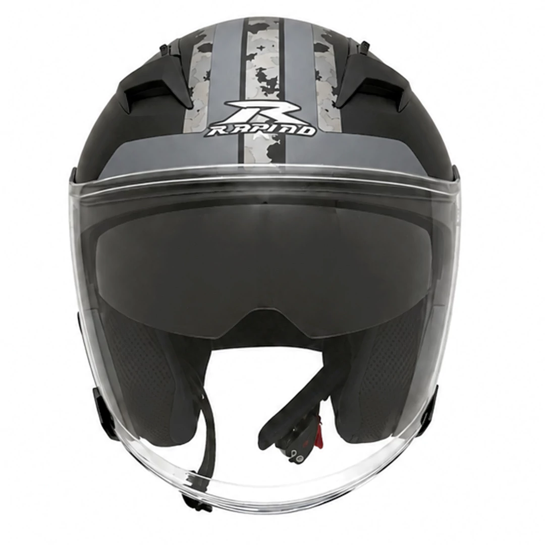 خرید کلاه کاسکت بدون فک راپیدو مدل 878 MATTE BLACK GRAY ARMY با قیمت مناسب