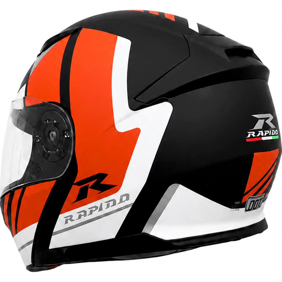 عکس کلاه کاسکت فک متحرک راپیدو مدل 950MATT BLACK WHITE ORANGE