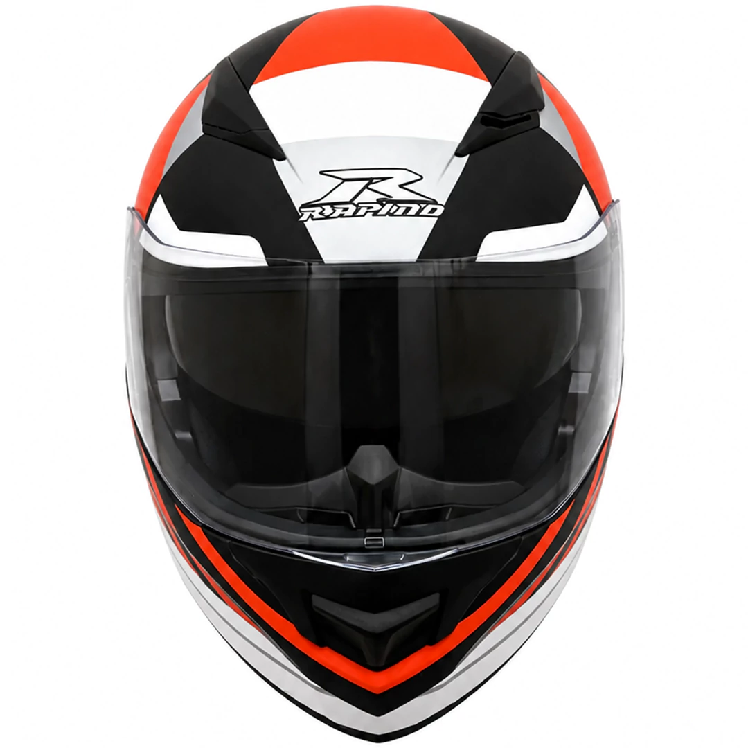نمای جلو کلاه کاسکت فک متحرک راپیدو مدل 950MATT BLACK WHITE ORANGE