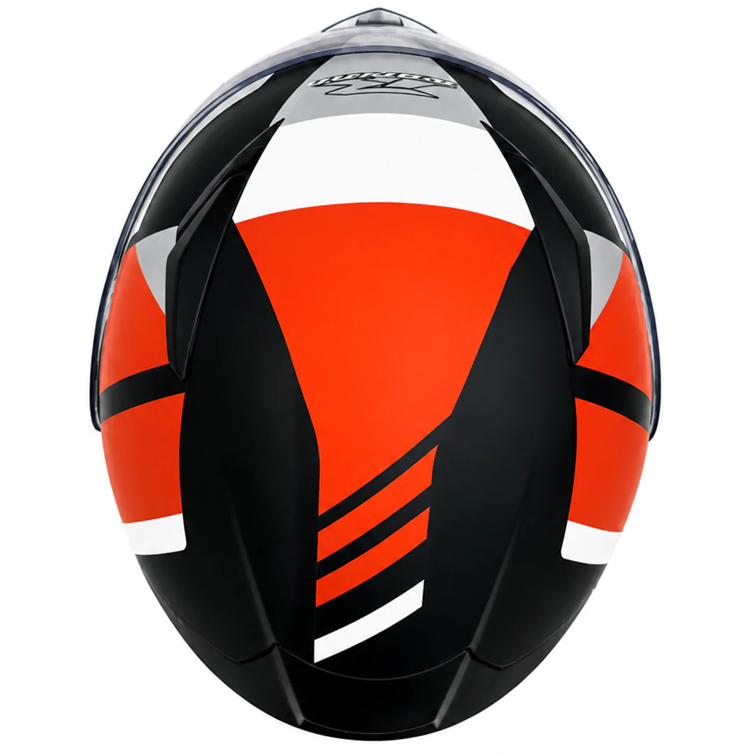 نمای بالا کلاه کاسکت فک متحرک راپیدو مدل 950MATT BLACK WHITE ORANGE