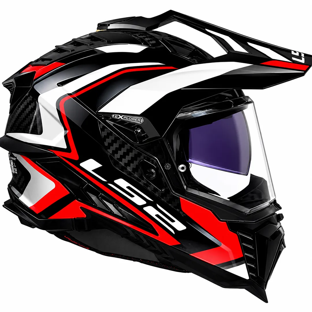 عکس کلاه کاسکت ال اس تو مدل اندرو EXPLORER BLACK GRAY RED MX701