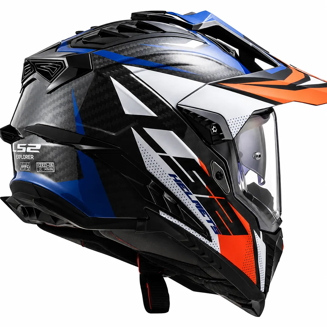 خرید کلاه کاسکت ال اس 2 ادونچری مدل EXPLORE BLACK ORANGE Navy blue MX701