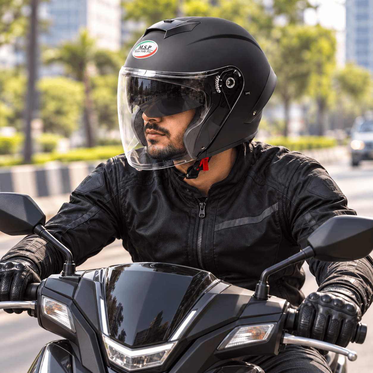 نمونه کلاه کاسکت بدون فک ام اس پی مدل 336MATT BLACK