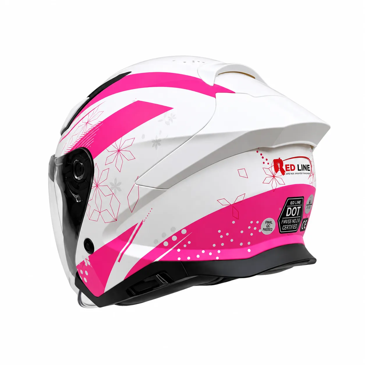 قیمت ‏کلاه کاسکت بدون فک ردلاین مدل 16-965 WHITE PINK WIND