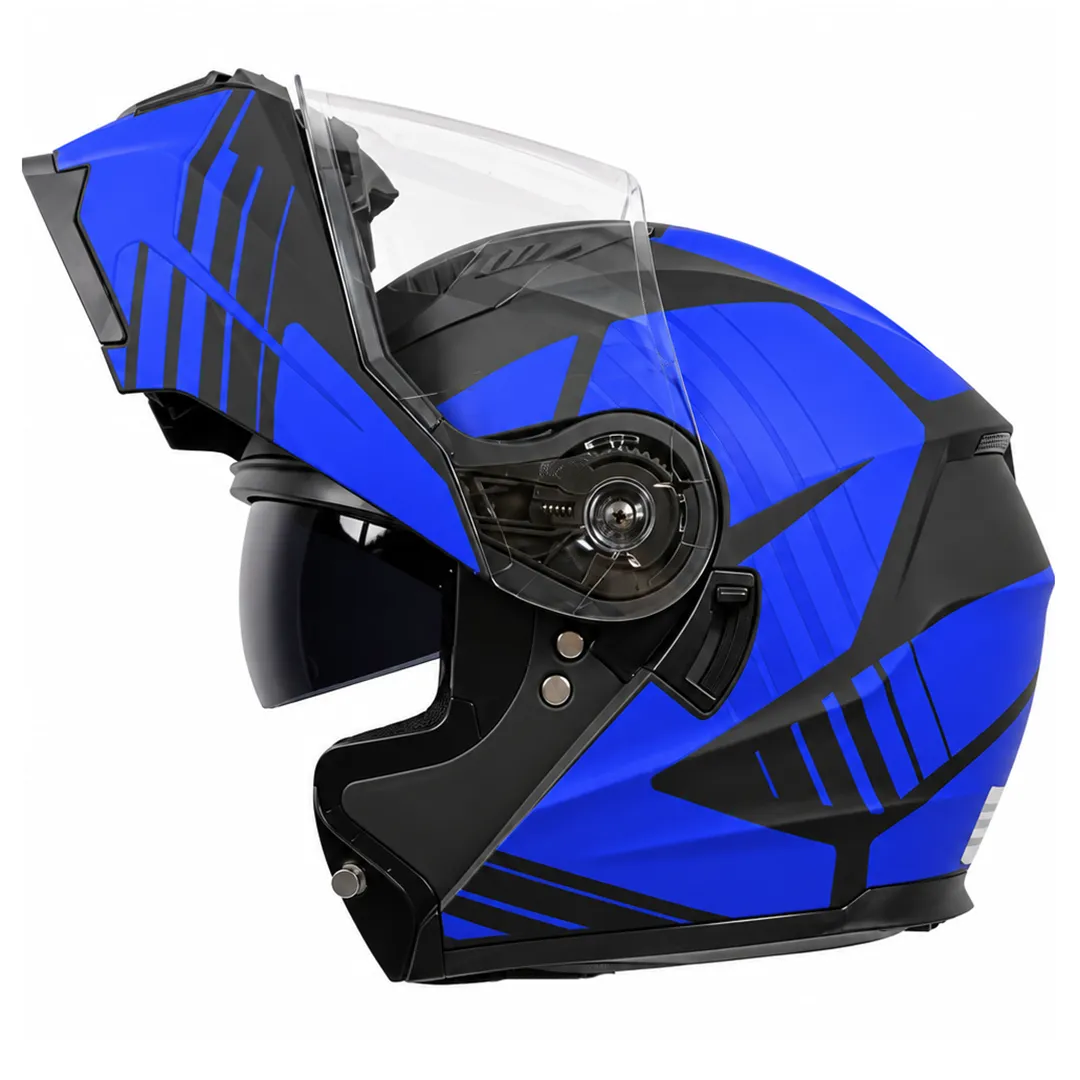 عکس کلاه کاسکت فک متحرک DA1 مدل 105MATT BLACK GRAPHIC BLUE
