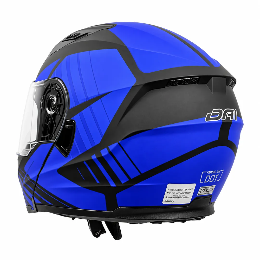 قیمت کلاه کاسکت فک متحرک DA1 مدل 105MATT BLACK GRAPHIC BLUE