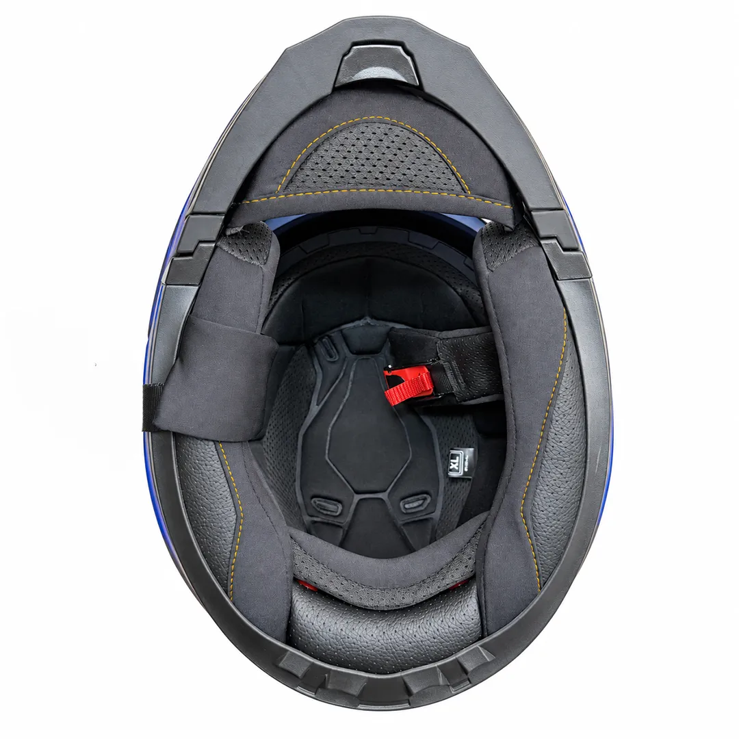 نمای داخلی کلاه کاسکت فک متحرک DA1 مدل 105MATT BLACK GRAPHIC BLUE