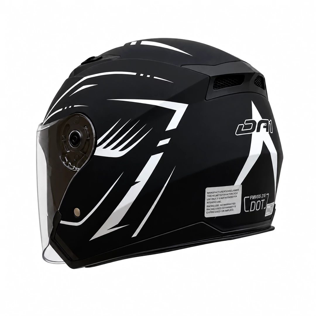 قیمت کلاه کاسکت بدون فک DA1 مدل 402MATT BLACK GERAPHIC WHITE
