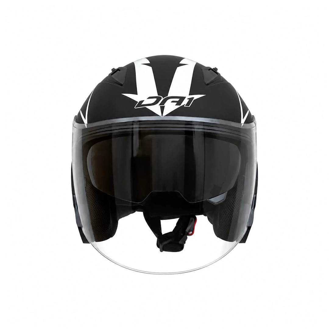 عکس کلاه کاسکت بدون فک DA1 مدل 402MATT BLACK GERAPHIC WHITE