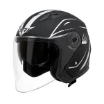 کلاه کاسکت بدون فک DA1 مدل 402MATT BLACK GRAPHIC SILVER
