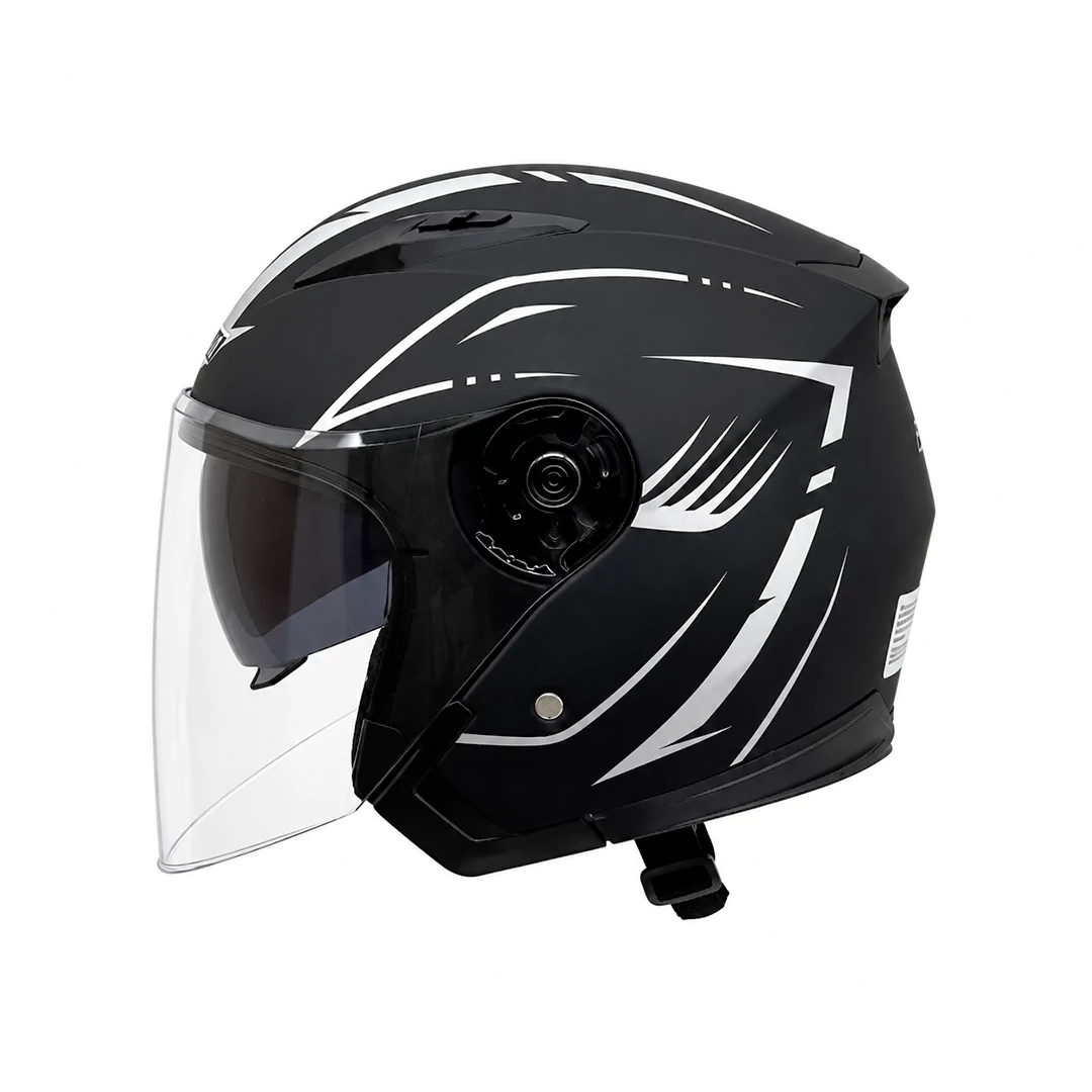 خرید کلاه کاسکت بدون فک DA1 مدل 402MATT BLACK GRAPHIC SILVER