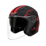 کلاه کاسکت بدون فک DA1 مدل 402MATT BLACK GRAPHIC RED