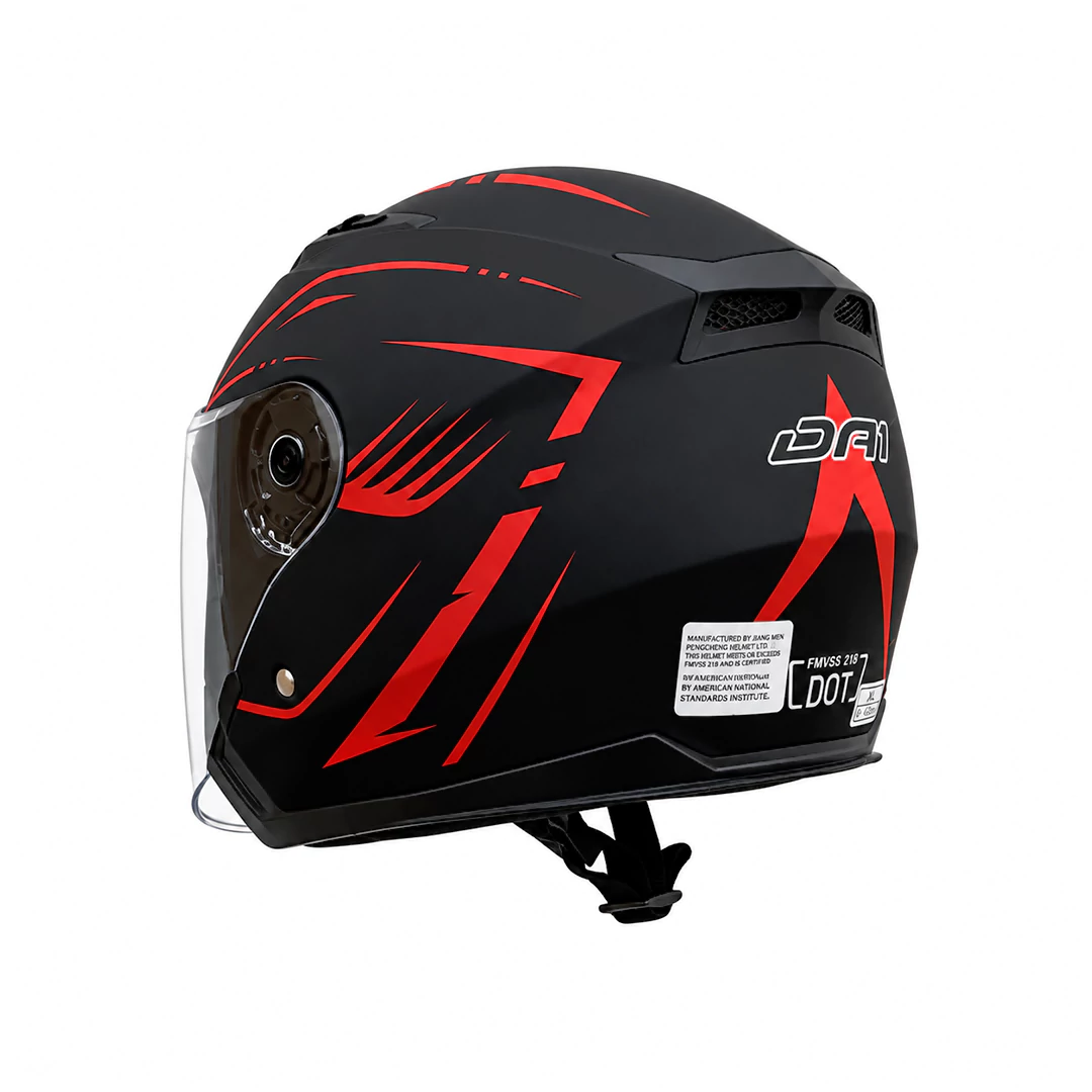 قیمت کلاه کاسکت بدون فک DA1 مدل 402MATT BLACK GERAPHIC RED