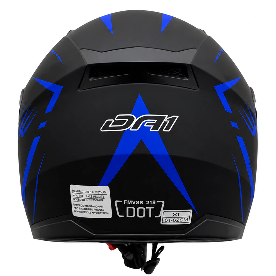 عکس کلاه کاسکت بدون فک DA1 مدل 402MATT BLACK GERAPHIC BLUE