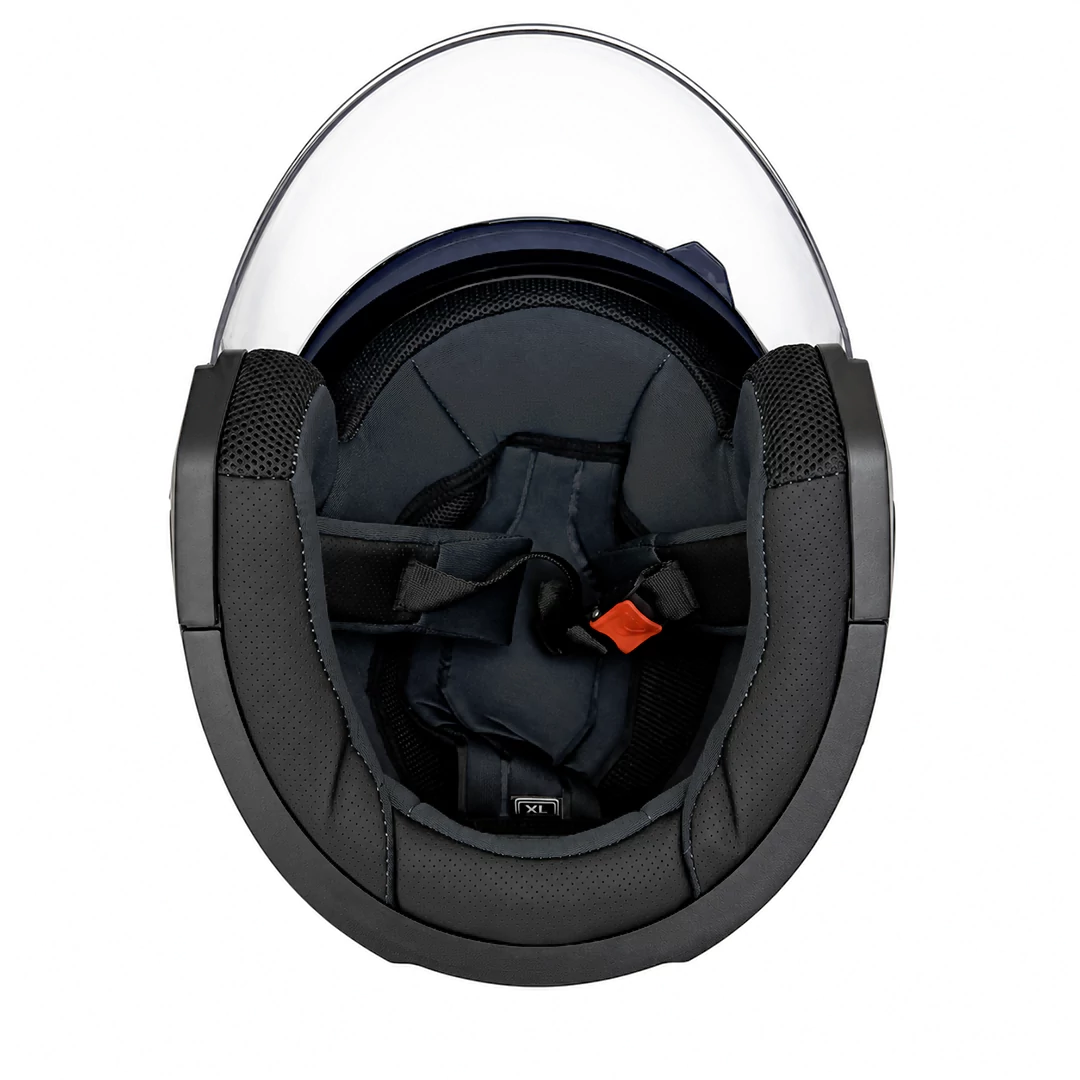 نمای داخلی کلاه کاسکت بدون فک DA1 مدل 402MATT BLACK GERAPHIC BLUE