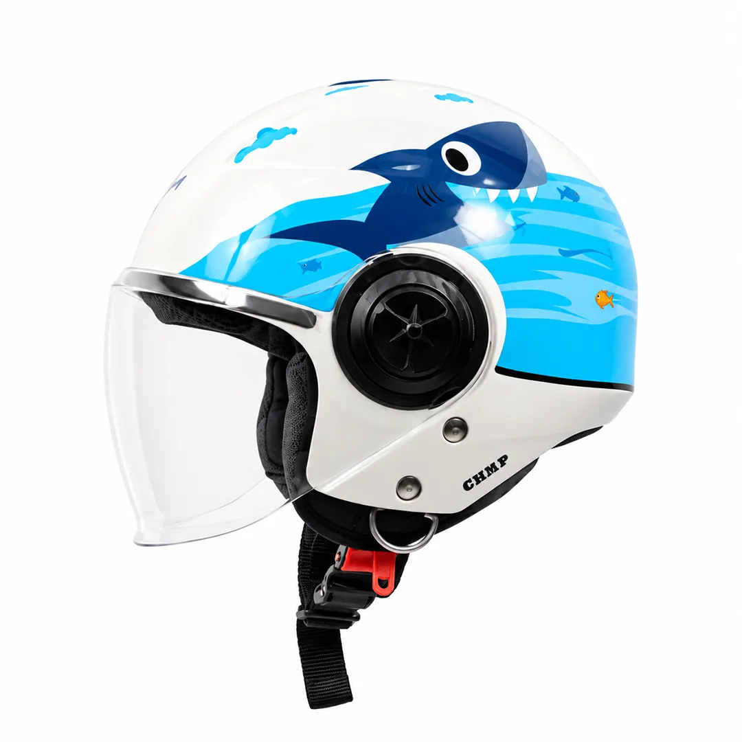 خرید کلاه کاسکت وگا مدل وسپایی بچه گانه WHITE BLUE SHARK