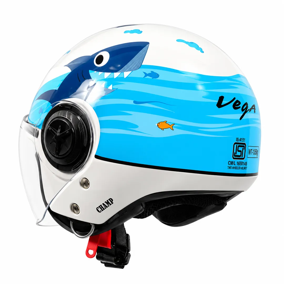 قیمت کلاه کاسکت وگا مدل وسپایی بچه گانه WHITE BLUE SHARK