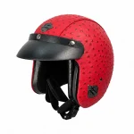‏کلاه کاسکت وسپایی چرمی OBK مدل OSTRICH RED